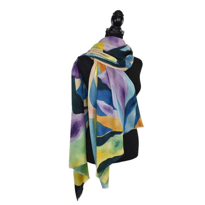 Bertolet Hand Painted Abstract Floral Scarf