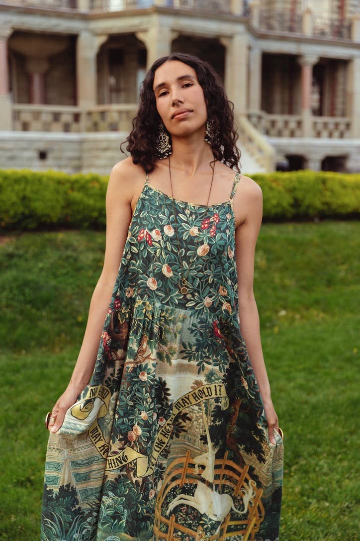 Wildheart Bohéme Long Maxi Slip Dress w/ Unicorn & Castle