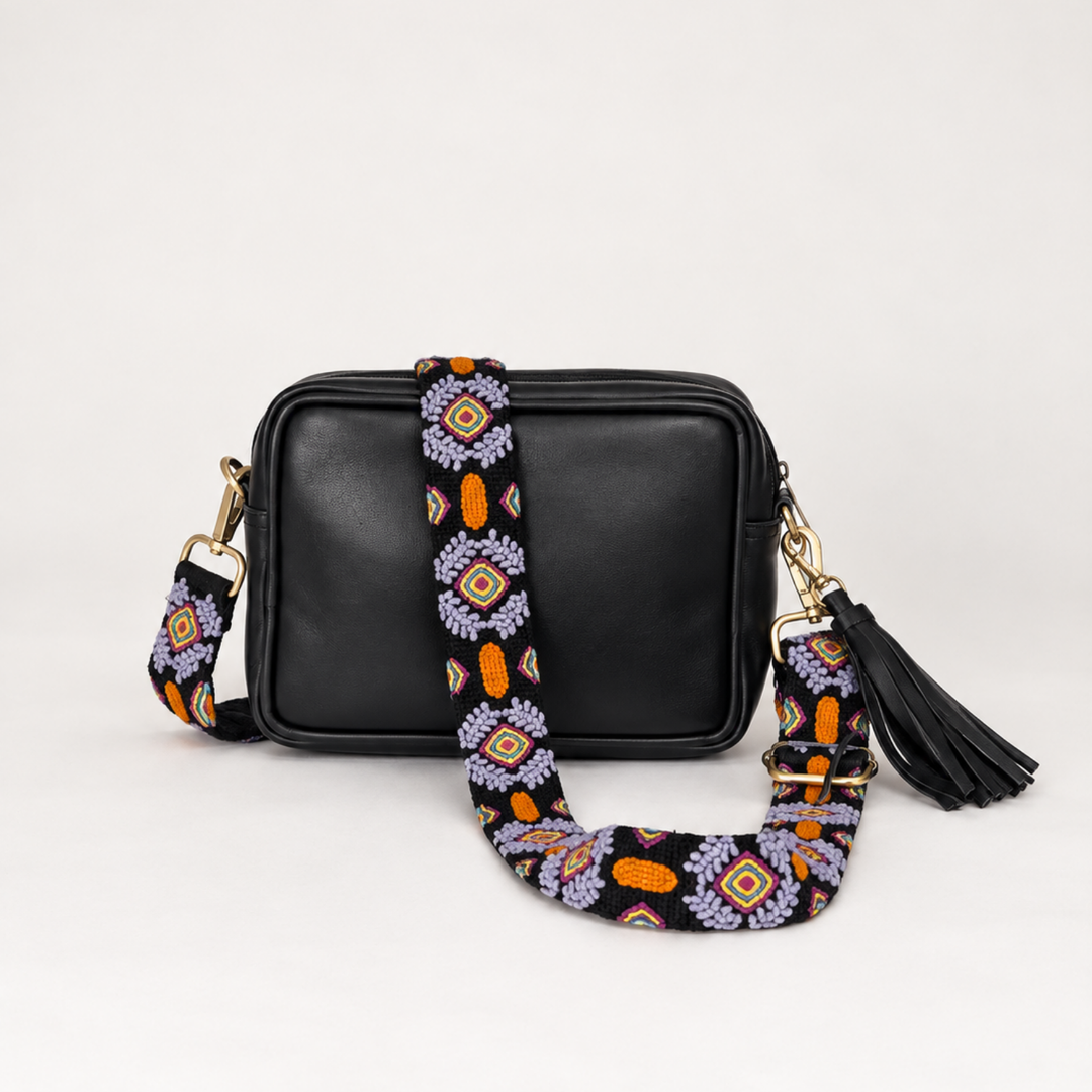 Estrellita Leather Crossbody with Embroidered Strap