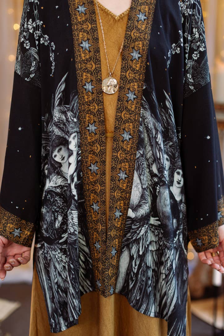 The Guardians Matineé (mid-length) duster w/ angels & moon