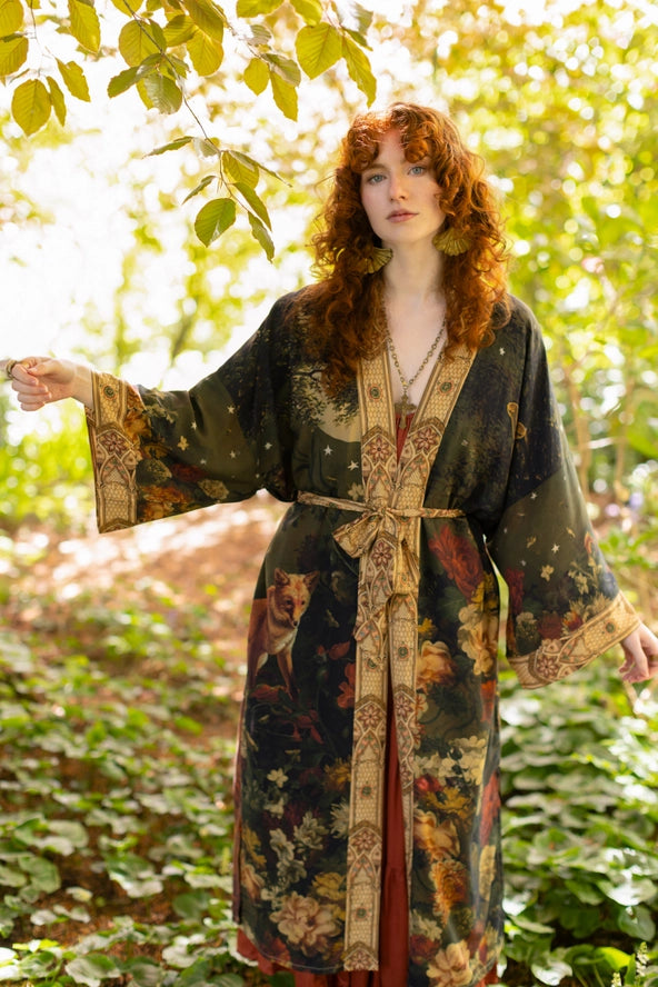 The Messenger Opera Duster Robe w/ Joan of Arc & Florals
