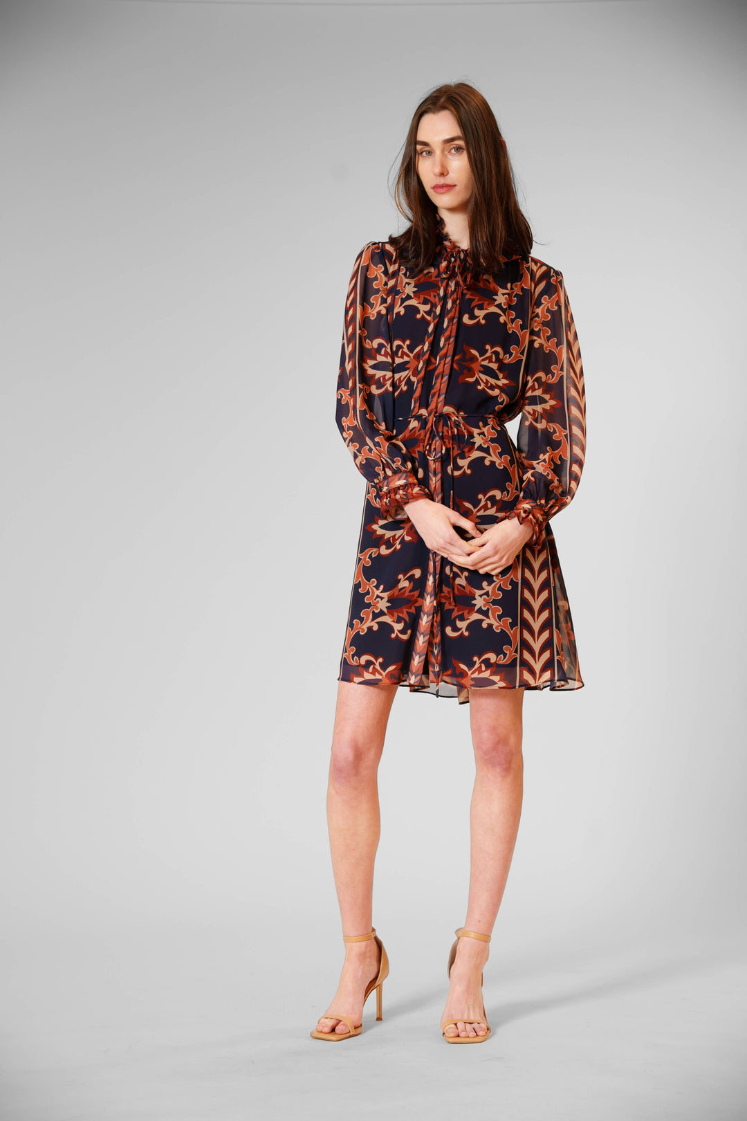 Long Sleeve Short Dress w/Ruffle Collar