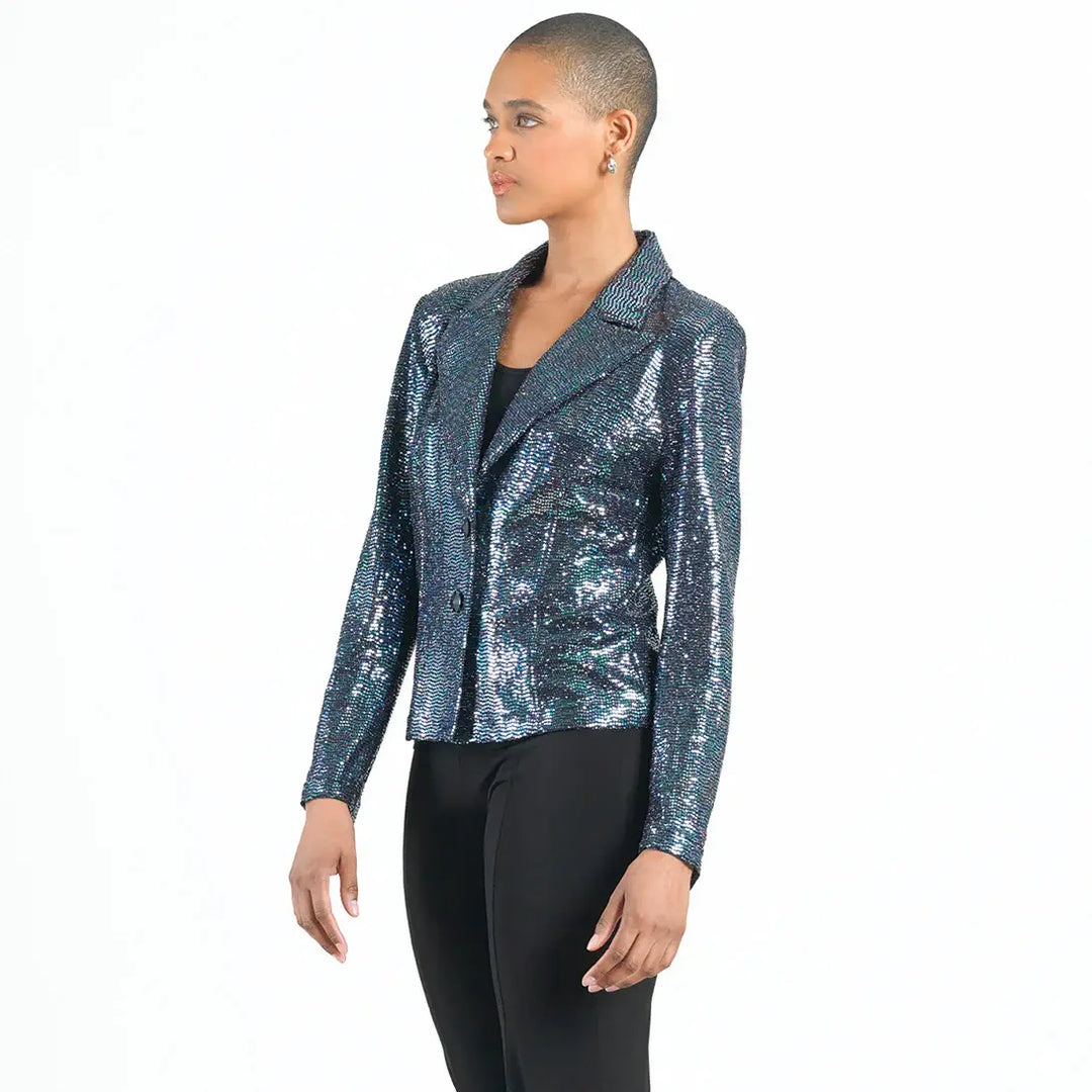 Sequin Knit - Modern Button Blazer