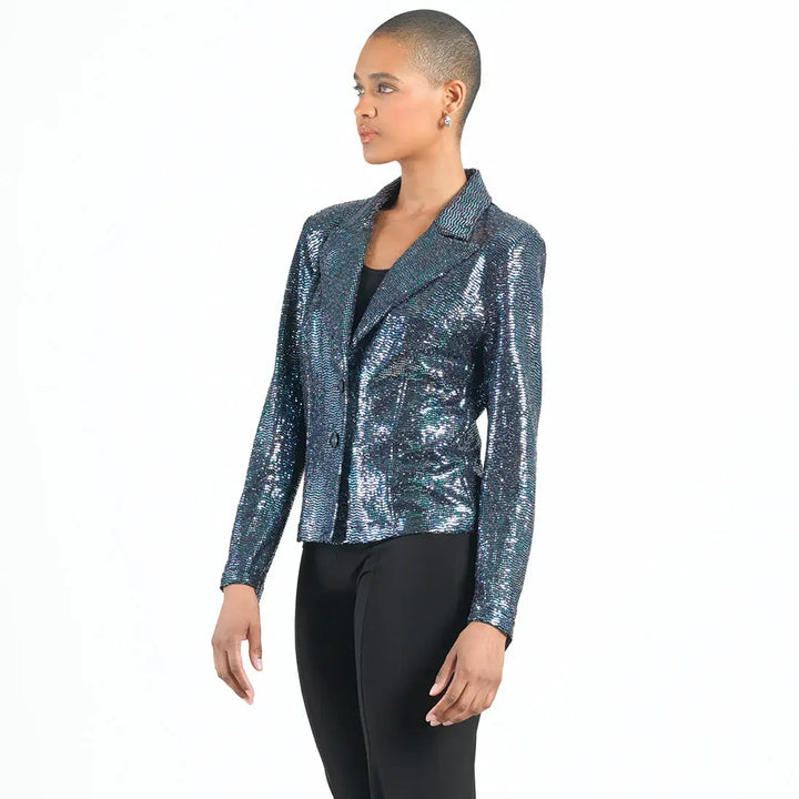 Sequin Knit - Modern Button Blazer