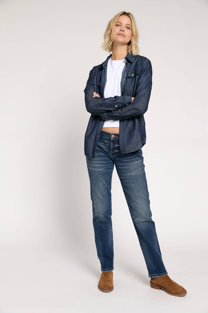 Chester Low Rise Slim Straight Jean, Dark Aged Vintage