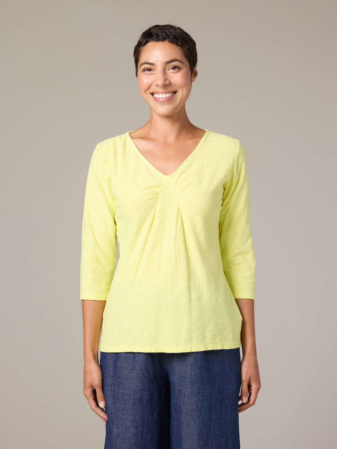 3/4 Sleeve Tuck Front Tee