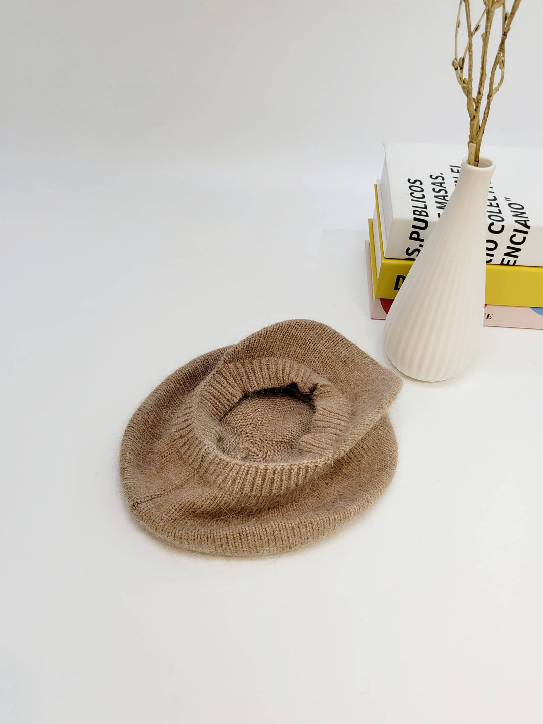 Angora Wool Newsboy Beret with brim