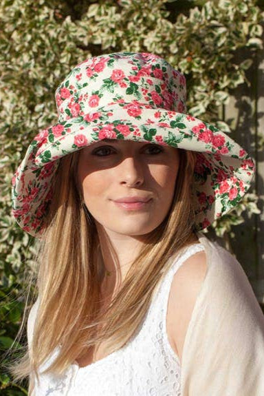 Large Brim Cotton Floral Hat