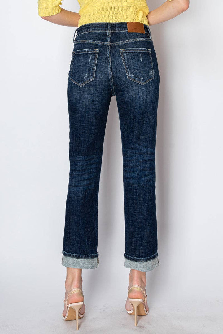 Tummy Control High Rise Stretch Straight With Cuff Jean