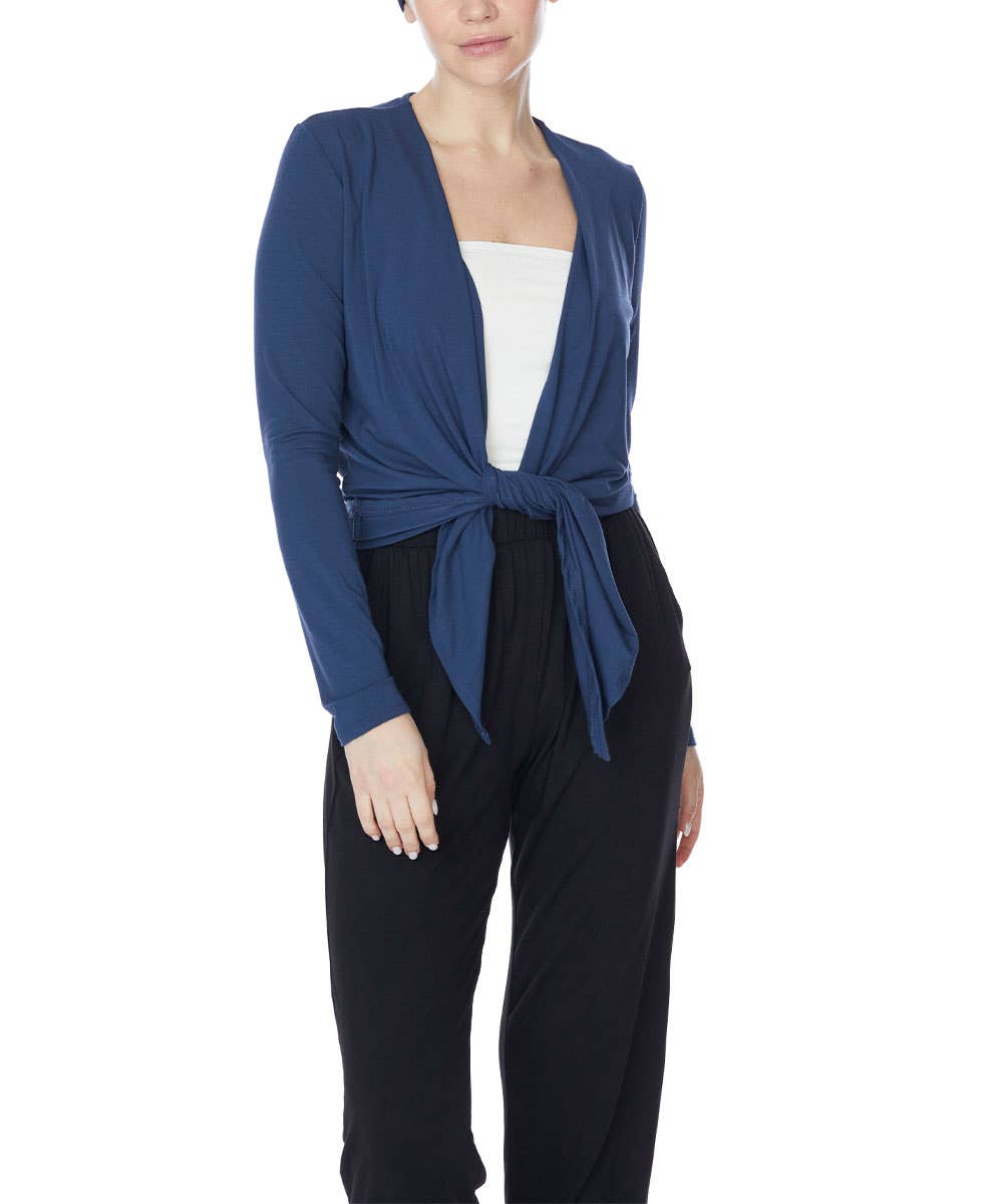 Bamboo Front Tie Open Cardigan