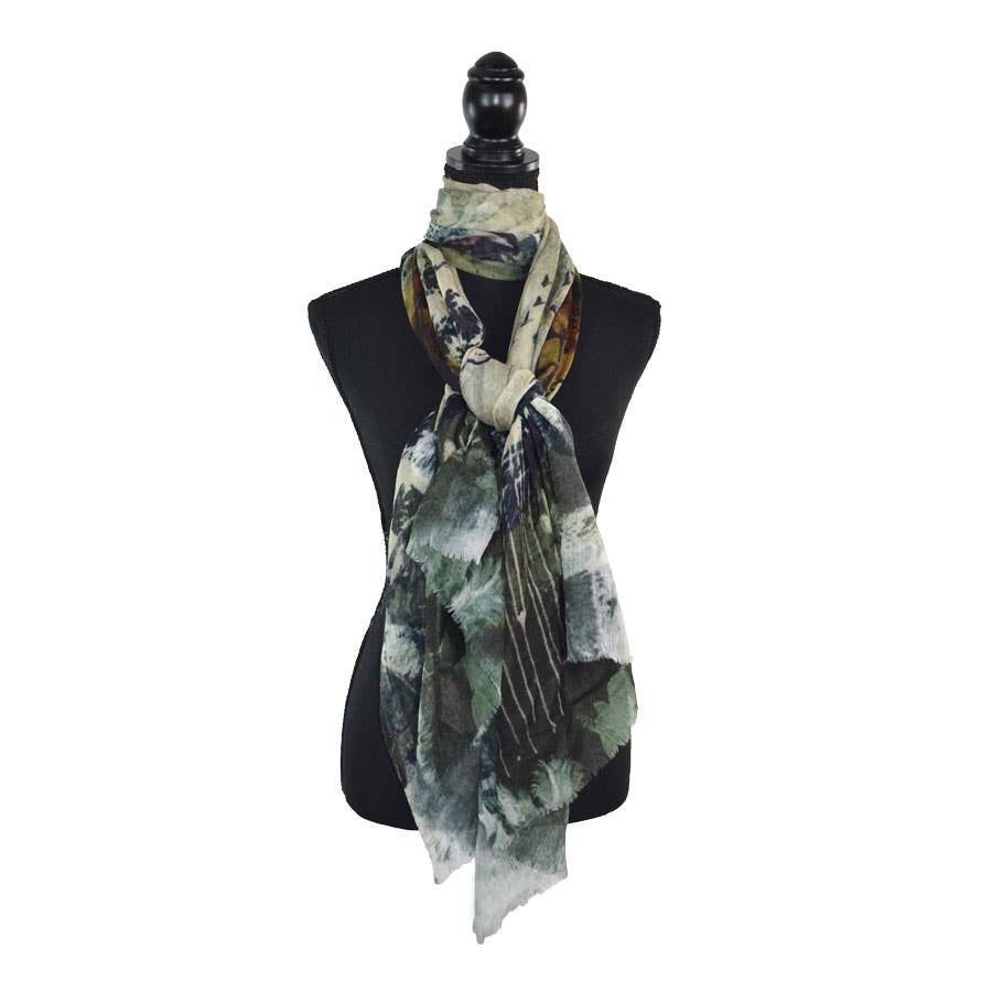 Nahla Floral/Bird Artful Fine Wool Scarf