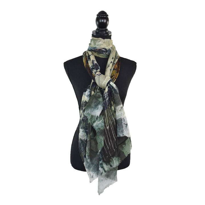 Nahla Floral/Bird Artful Fine Wool Scarf