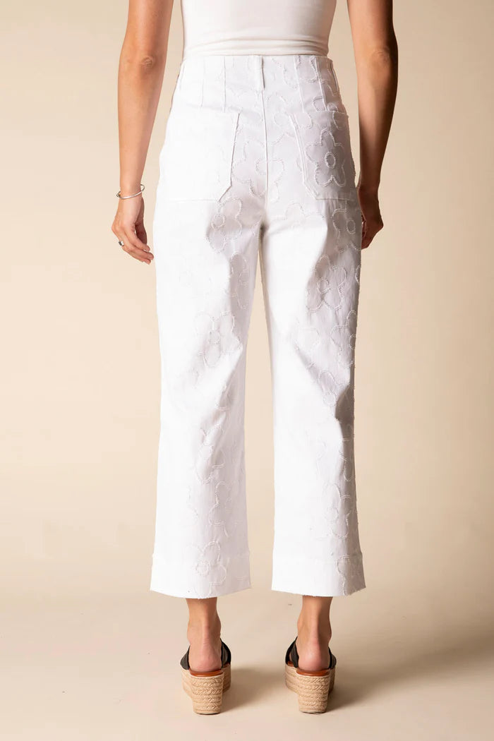 Etched Flower Crop Jean
