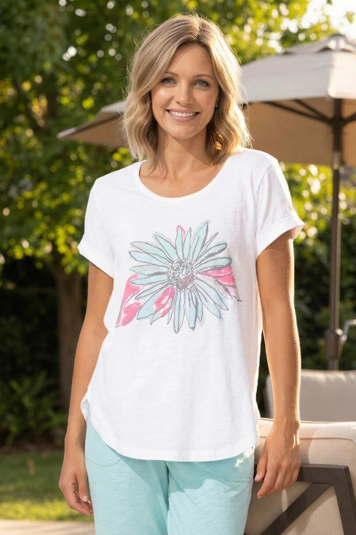 Destination Sunflower Cuff Sleeve Tee