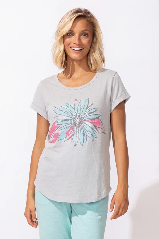 Destination Sunflower Cuff Sleeve Tee