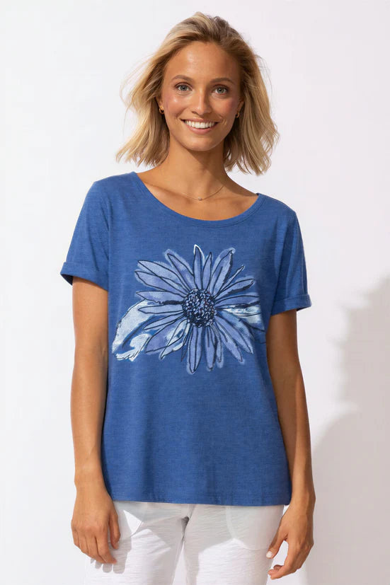 Destination Sunflower Cuff Sleeve Tee