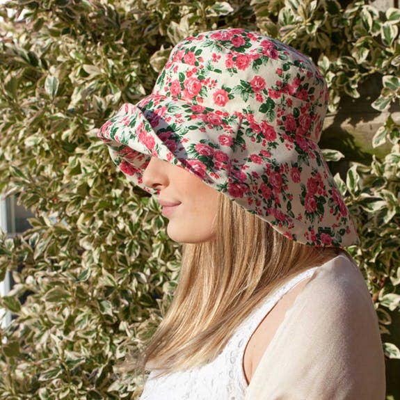 Large Brim Cotton Floral Hat