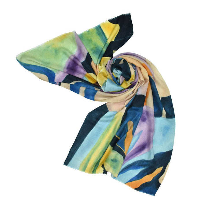 Bertolet Hand Painted Abstract Floral Scarf