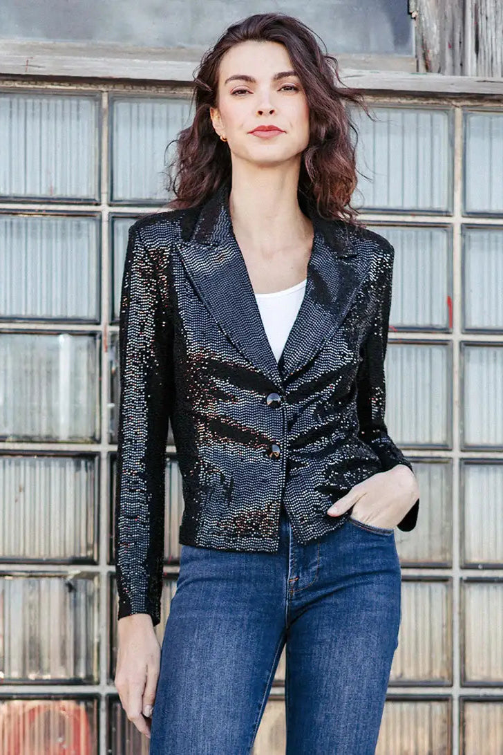 Sequin Knit - Modern Button Blazer
