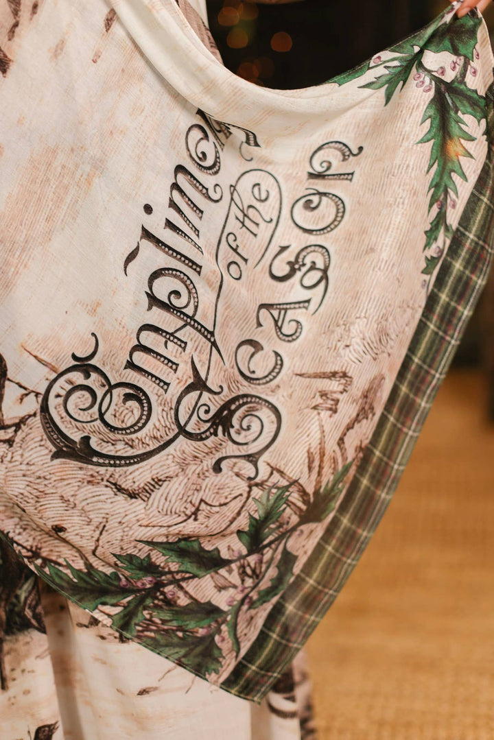 Winter Wish Christmas Scarf with Plaid and Deer