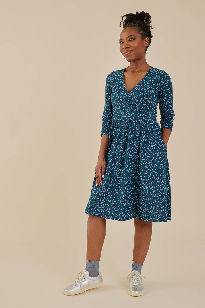 Callie Wrap Jersey Dress Fern Beats Emerald
