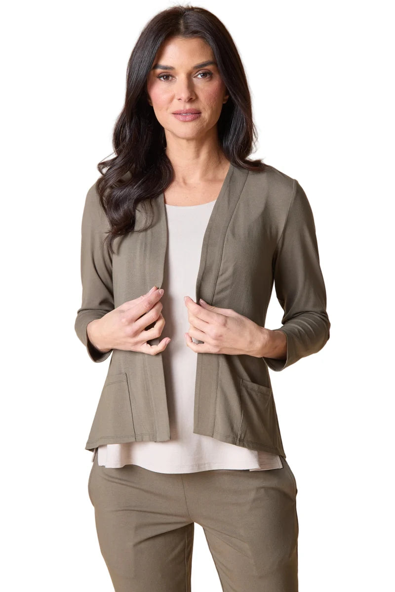 Core Travel Knit Solid Open Front Jacket