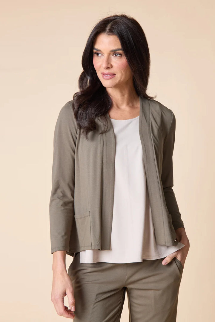 Core Travel Knit Solid Open Front Jacket