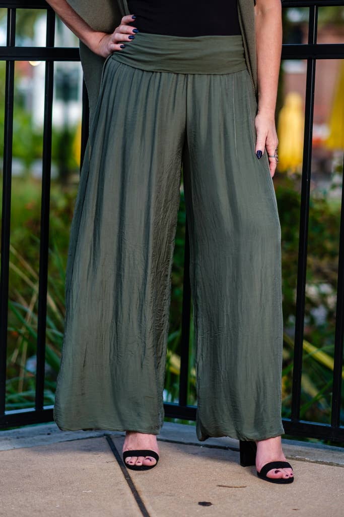 Mercedes Foldover Waist Silk Pant