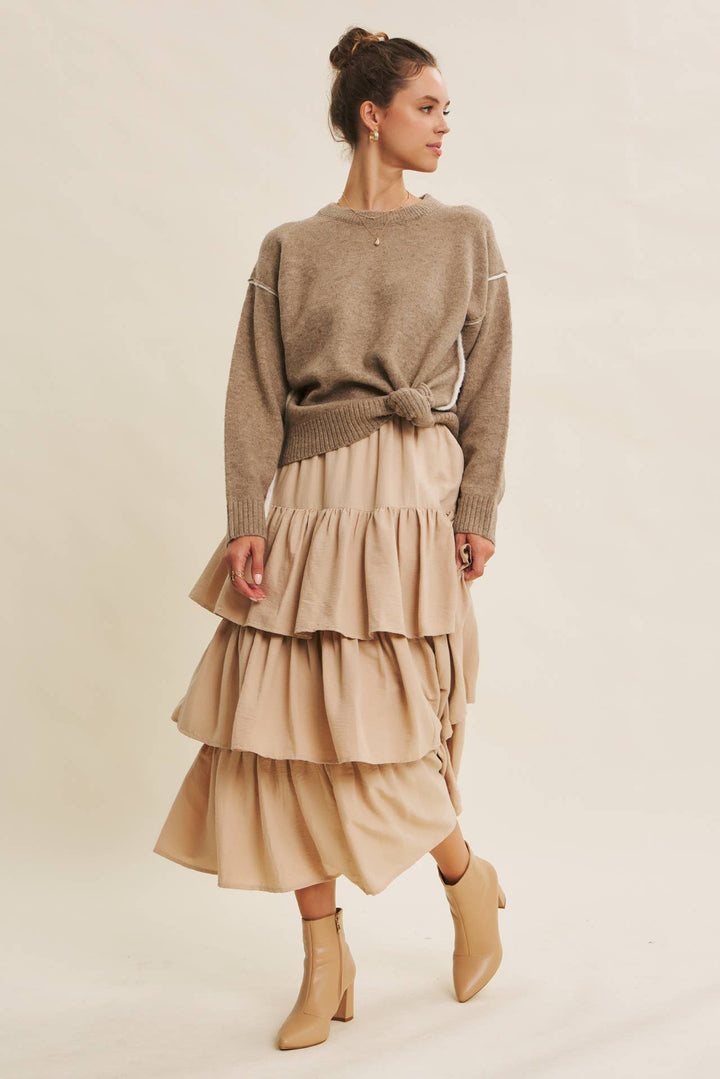 Brings Movement and Comfort Tiered Ruffle Maxi Skirt