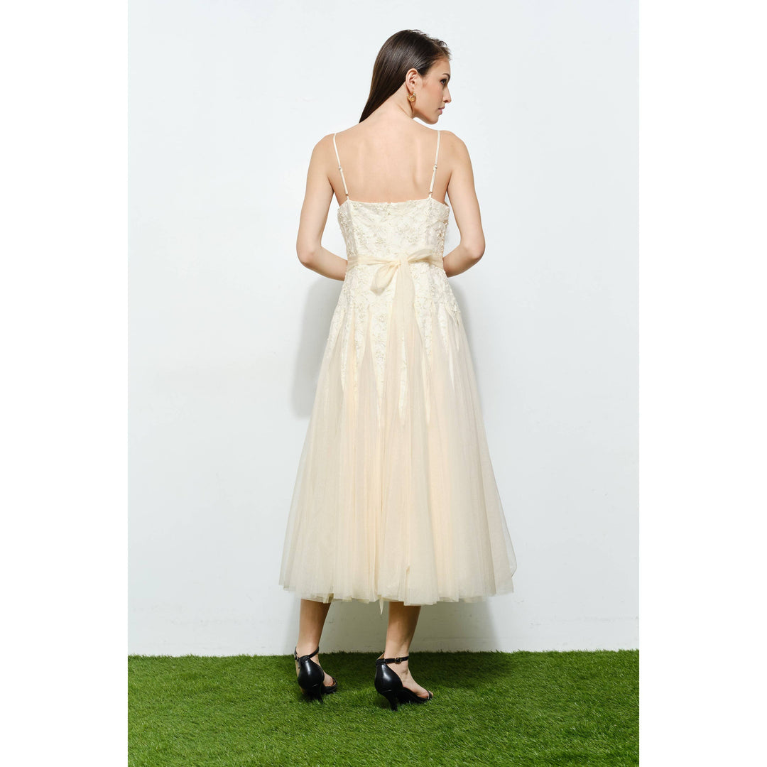 Romantic Lace Chiffon Sleeveless Midi Dress