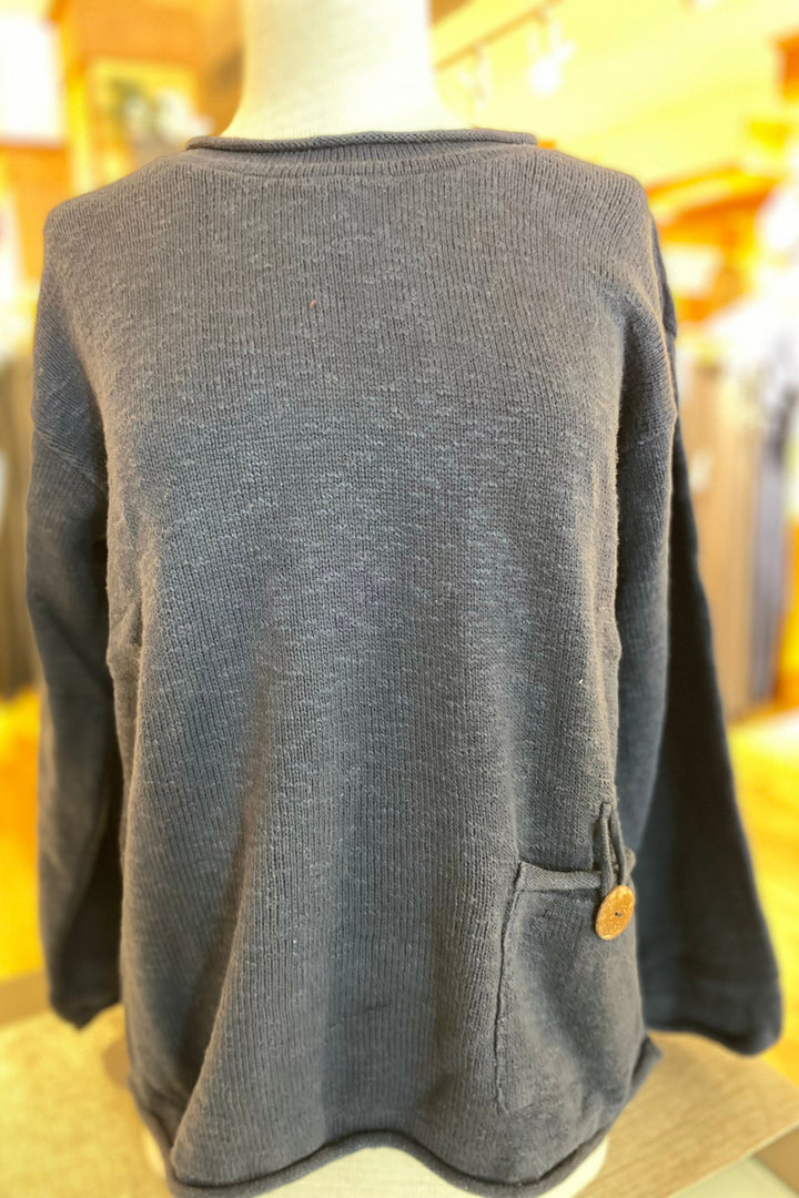The Ultimate Cotton Sweater - Crop Pocket Roll Neck