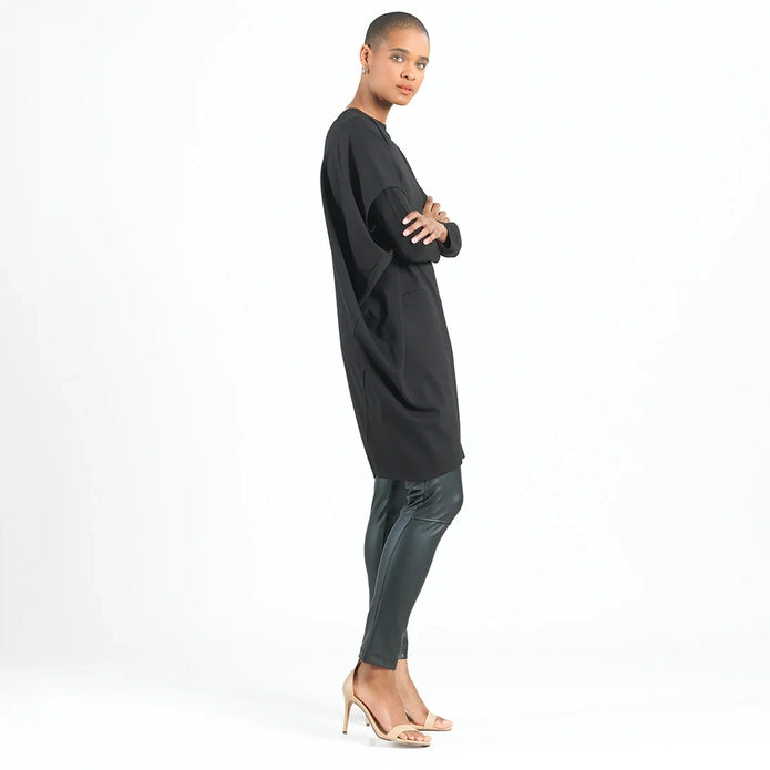 Rayon Knit Modern Architectural Cut Tunic with Pockets