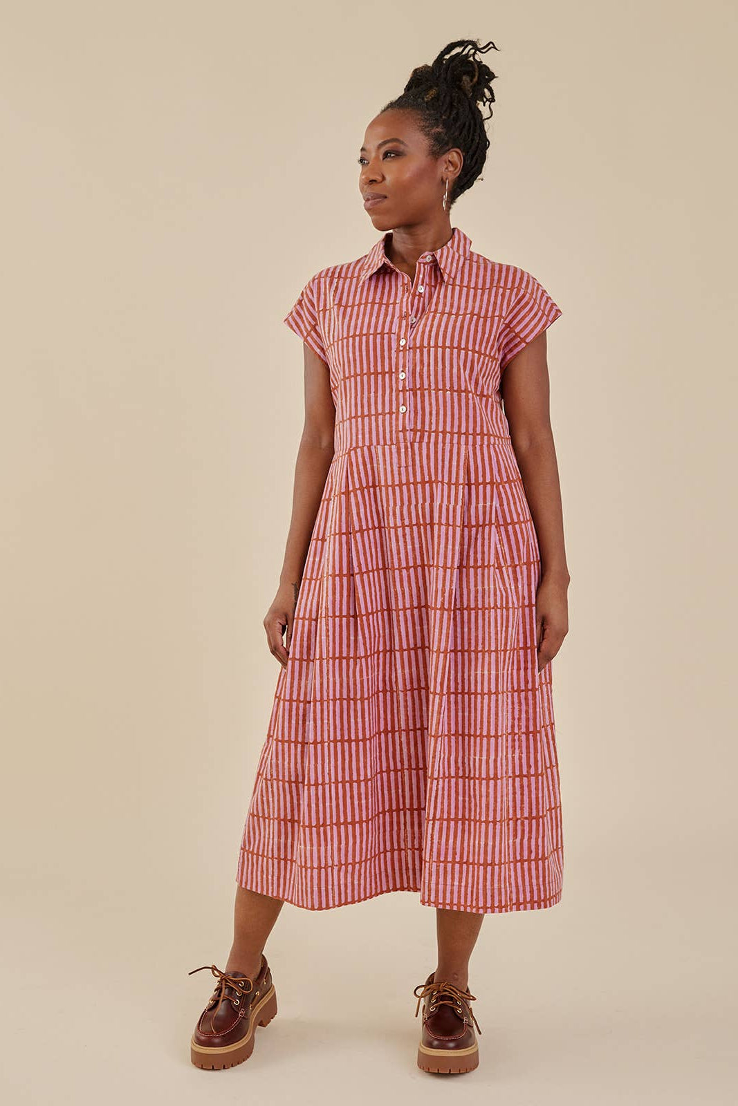 Emily Dress Mod Block Terracotta Blush