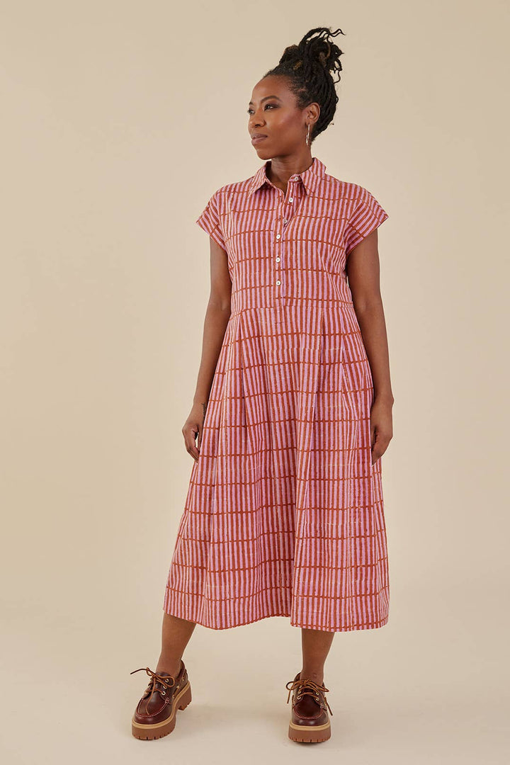 Emily Dress Mod Block Terracotta Blush