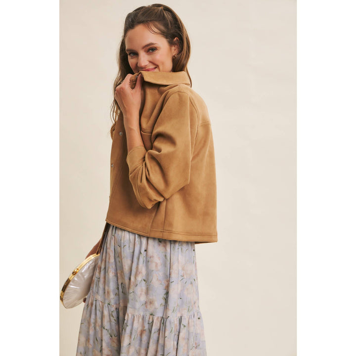 Versatile Luxe Stretchy Suede Jacket with Statement Pockets