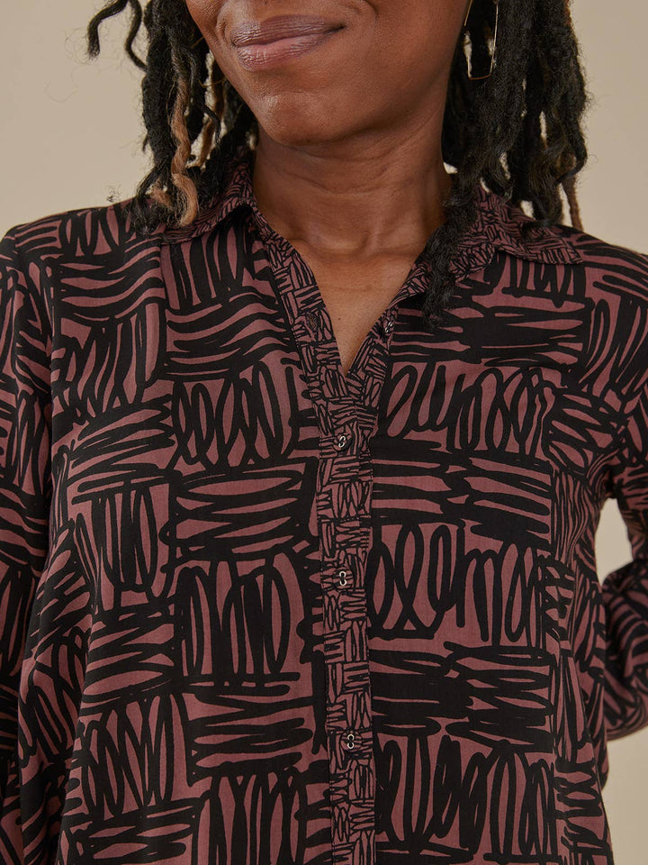 Carey Trapeze Shirt Mocha Scribble Modal