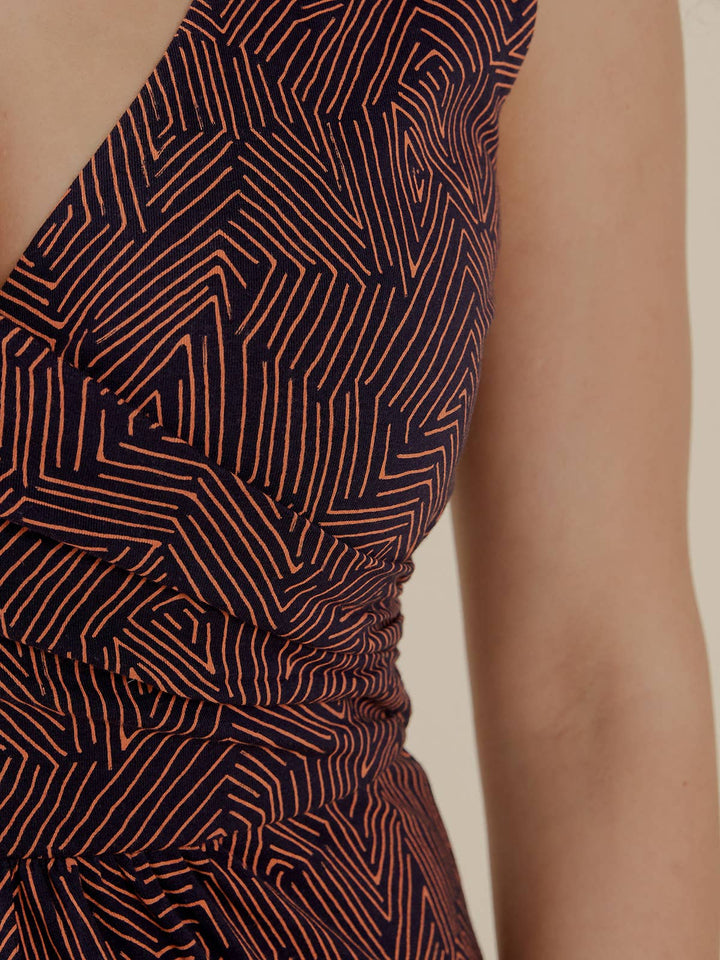 Danica Wrap Dress Tree Rings Blue