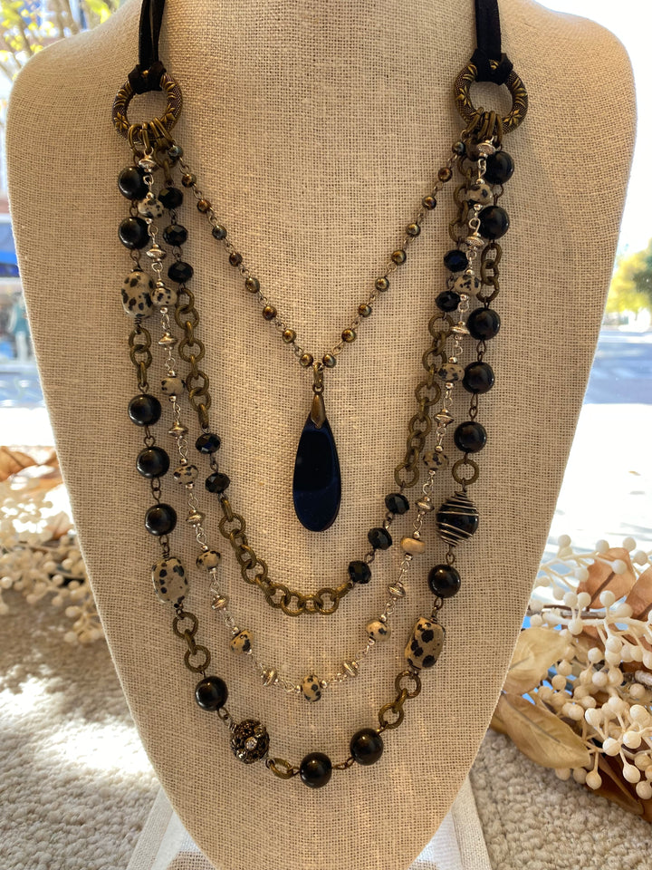 Black Four Tiered Necklace