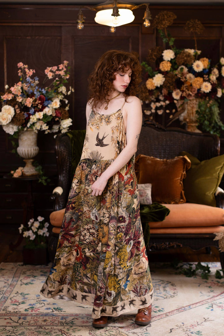 Golden Hour Bohéme Long Maxi Slip Dress w/ Floral Print