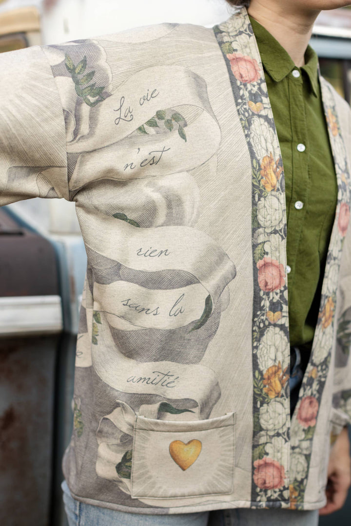 Take My Hand Fleece Cottage Cardigan Kimono Jacket