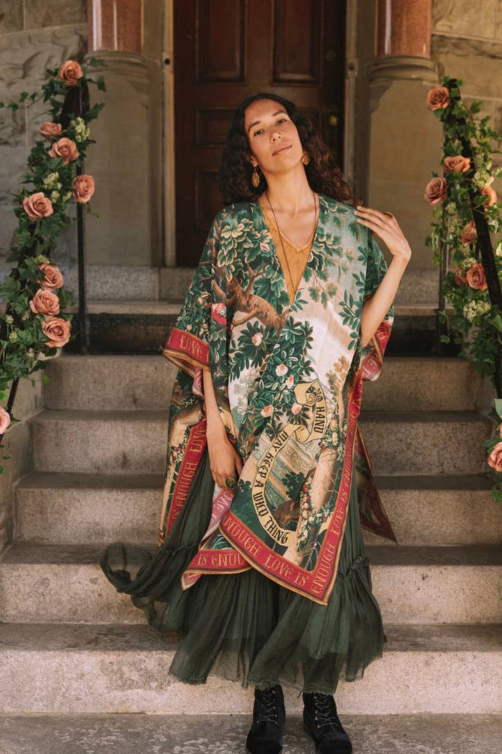 Wildheart Goddess Duster Kimono w/ Florals, Unicorn & Castle