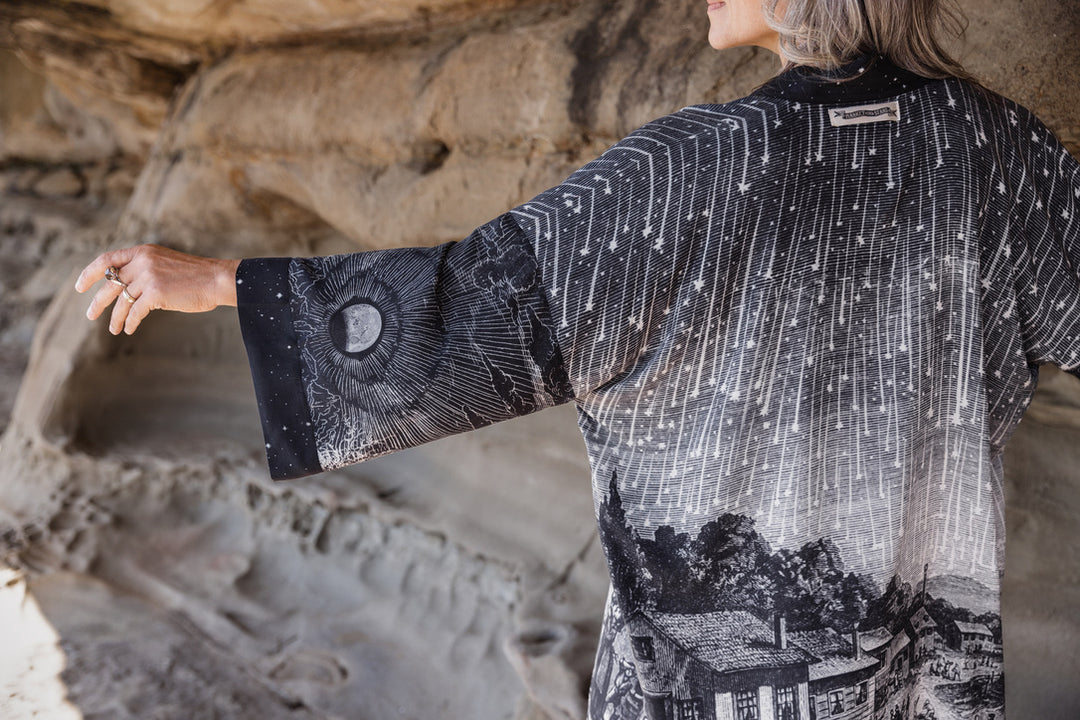 The Stargazer Matineé Duster (mid-length) w/ Celestial Print