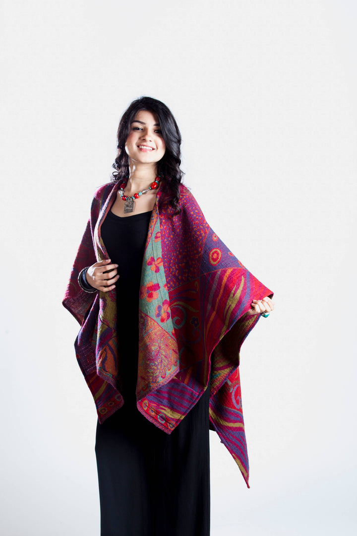 Poncho Cape~Fuchsia