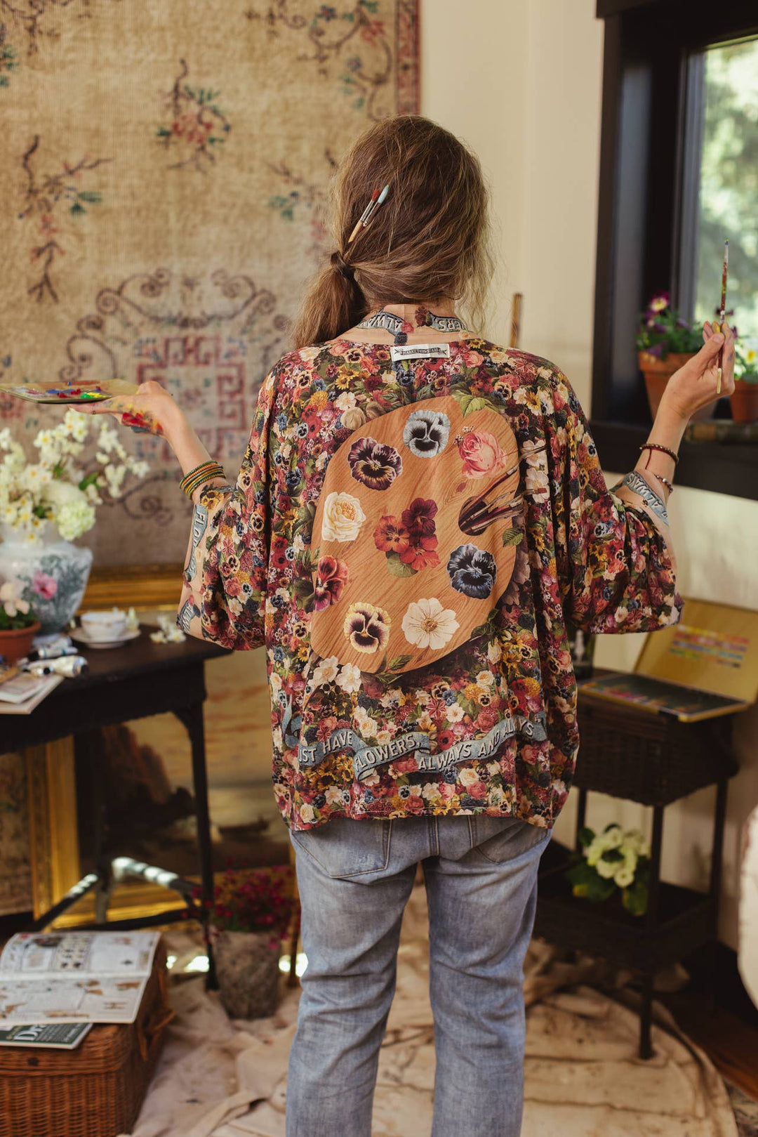 Art of Life Pixie Duster Cropped Kimono w/Palette, Flowers