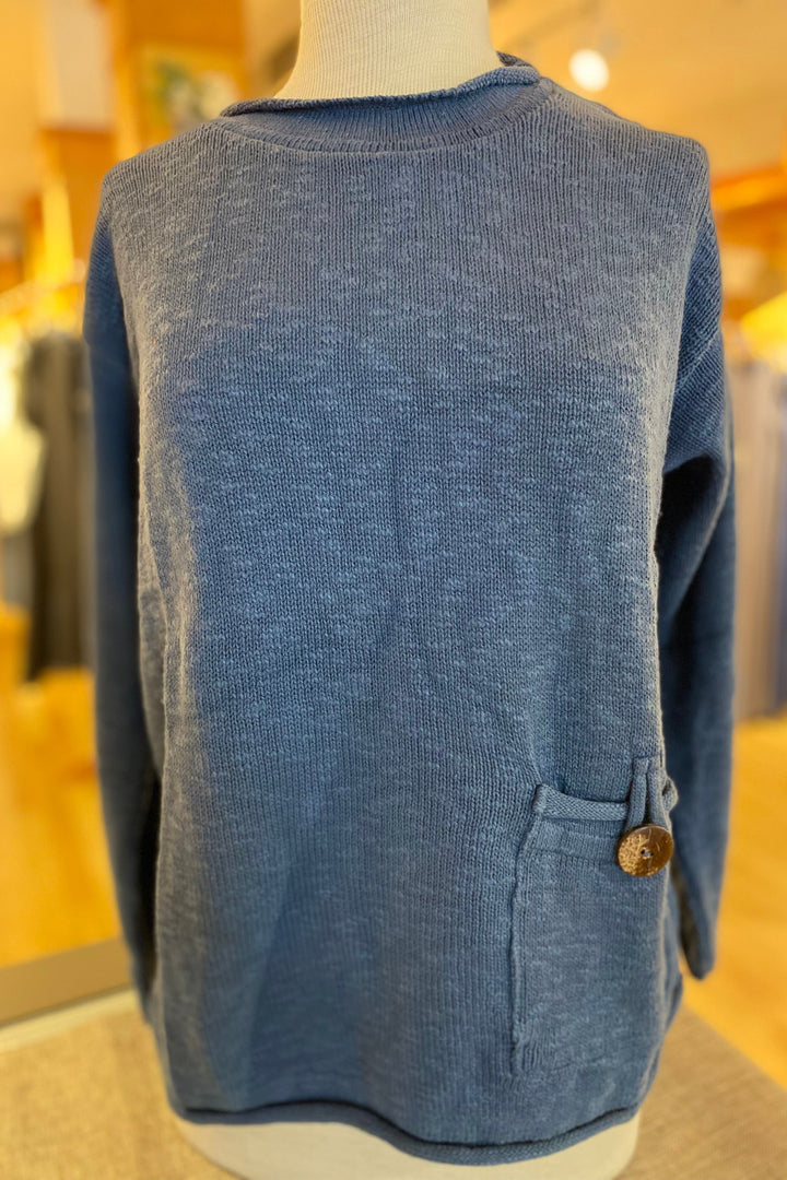 The Ultimate Cotton Sweater - Crop Pocket Roll Neck