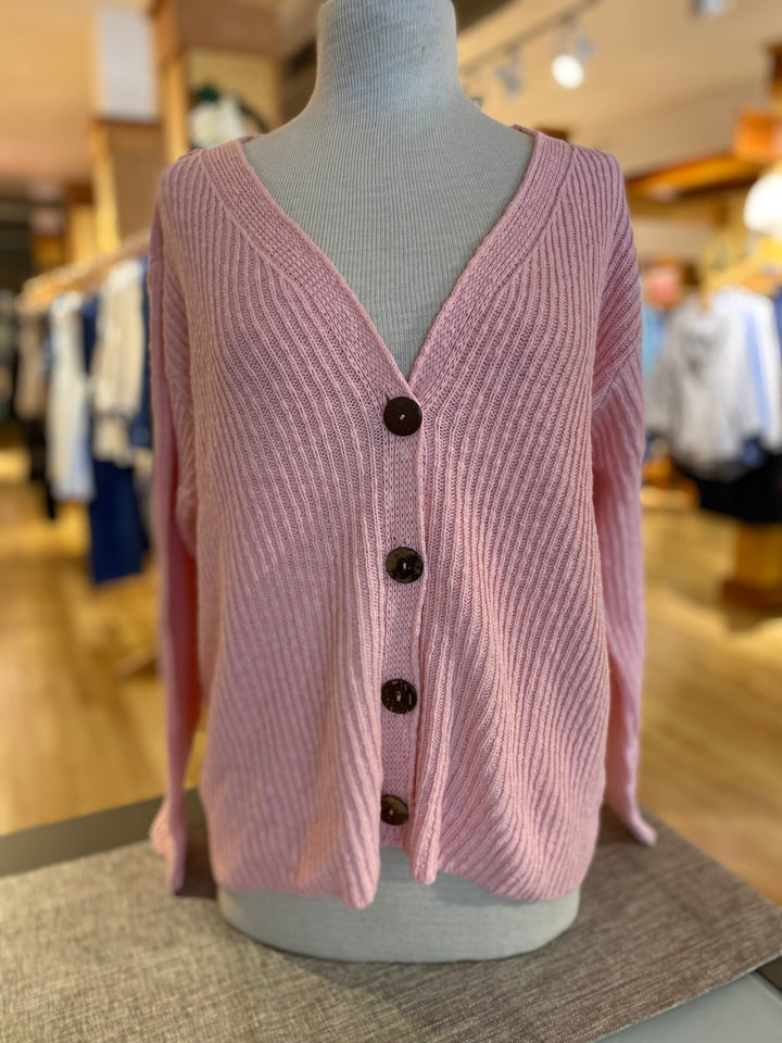 Avalin Ultimate Cotton Sweater – Ribbed Four‑Button Cardigan