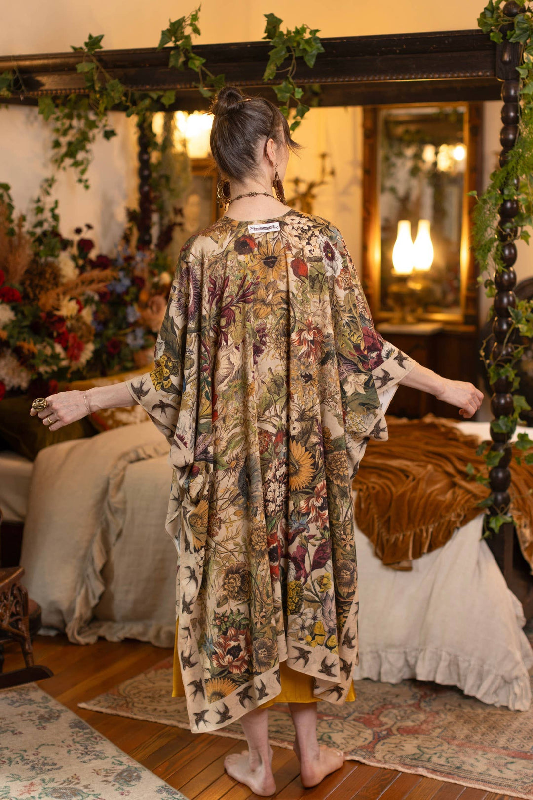 Golden Hour Goddess Duster Kimono w/ Floral Print