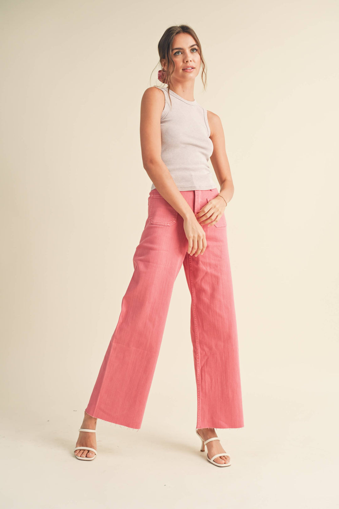 Straight Wide Leg Pants With Front Pocket