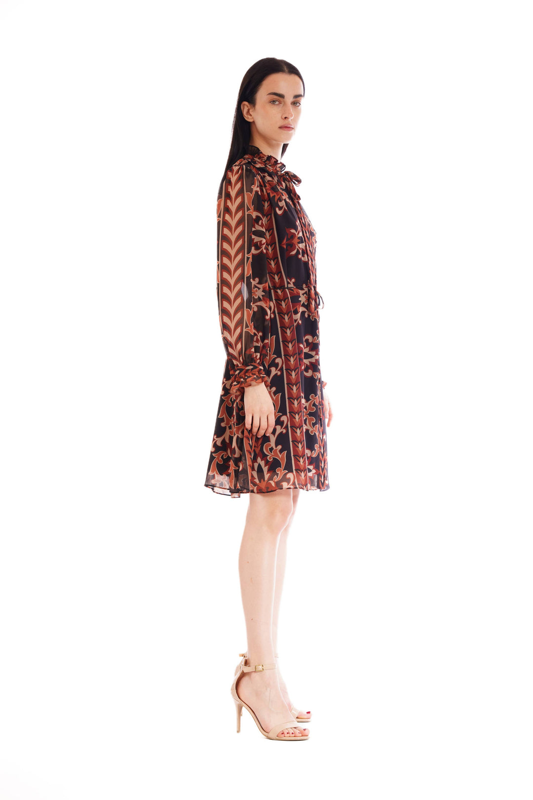 Long Sleeve Short Dress w/Ruffle Collar