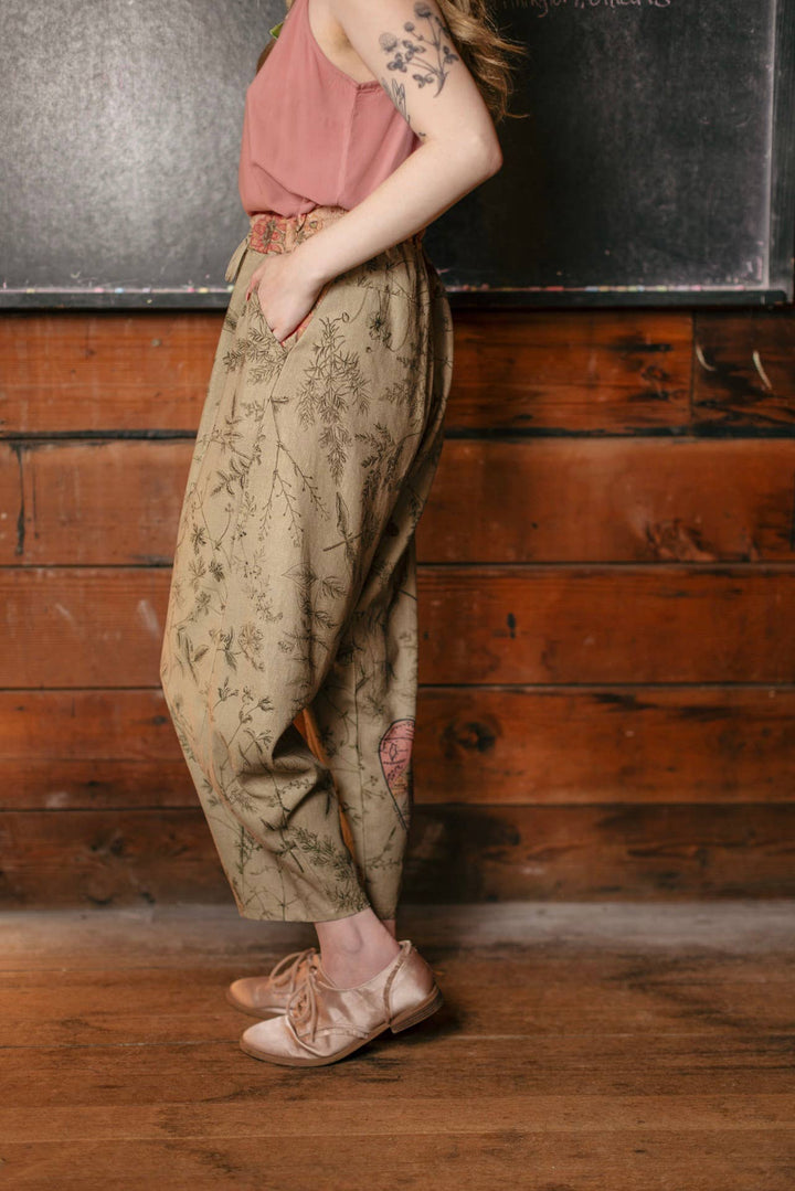 Map of My Heart Printed Boho Artist Pants in Sage